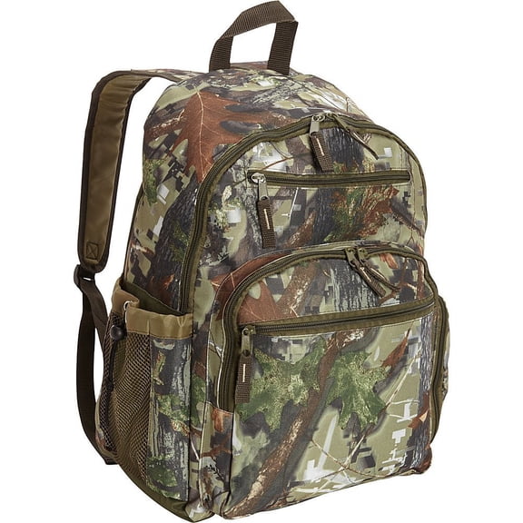 Preferred Nation Padded Compartment Camo Backpack, 600D Polyester, Green