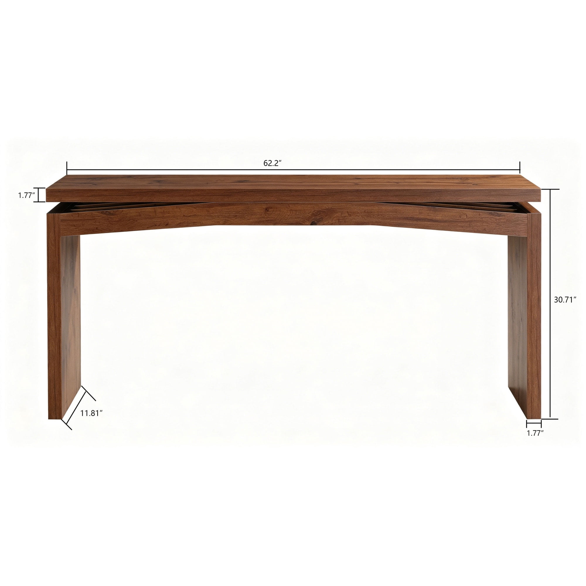 HOQBN Wood-Style Console Table, Sofa Back Side Table, 31" High Entryway Desk for Hallway, Living Room and Entrance Walnut