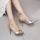 thumbnail image 5 of XIHAHA-Sandalias de malla hueca para mujer, zapatos de tacón alto con boca de pez, informales, para fiesta y baile, 5 of 5