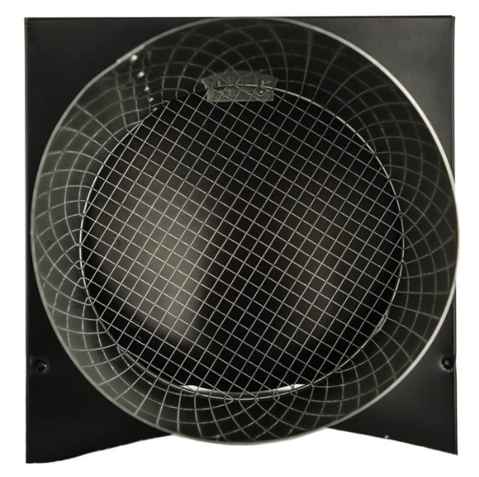 RDP 3" Galvanized Steel Hooded Wall Vent with Screen and Damper (Black)