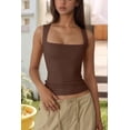 thumbnail image 5 of Women'S Square Neck Sleeveless Tank Tops Basic Tight T-Shirts Coffee S, 5 of 9