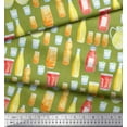 thumbnail image 3 of Soimoi Green Georgette Viscose Fabric Bottle & Glass Kitchen Decor Fabric Printed Yard 42 Inch Wide, 3 of 3