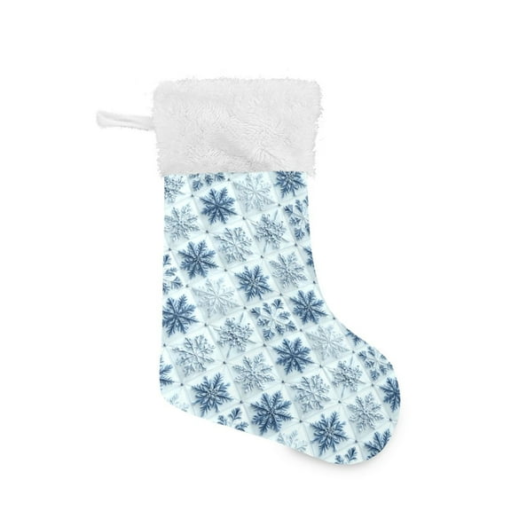 Haosy Christmas Stockings for Christmas Tree Fireplace Family Holiday Party 18 inch 3d Blue White Snowflakes