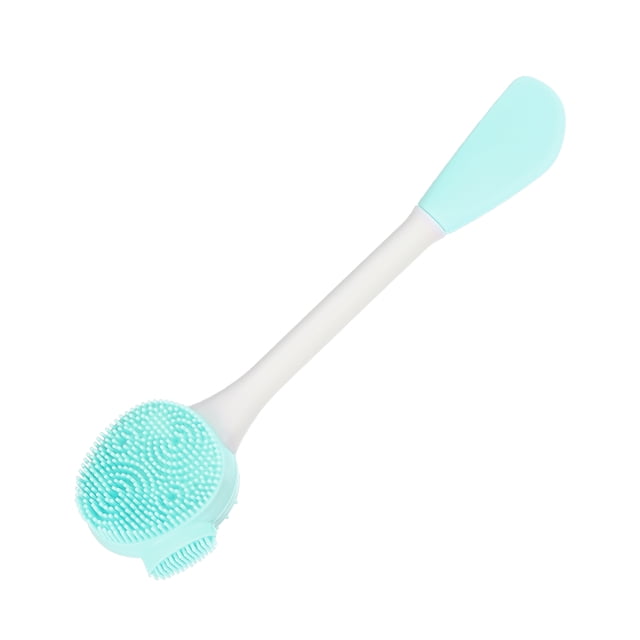 Cepillo de limpieza facial de silicona Unique Bargains, limpiador de cara multifuncional de mano para el cuidado de la piel 6.30"x1.57" verde y blanco