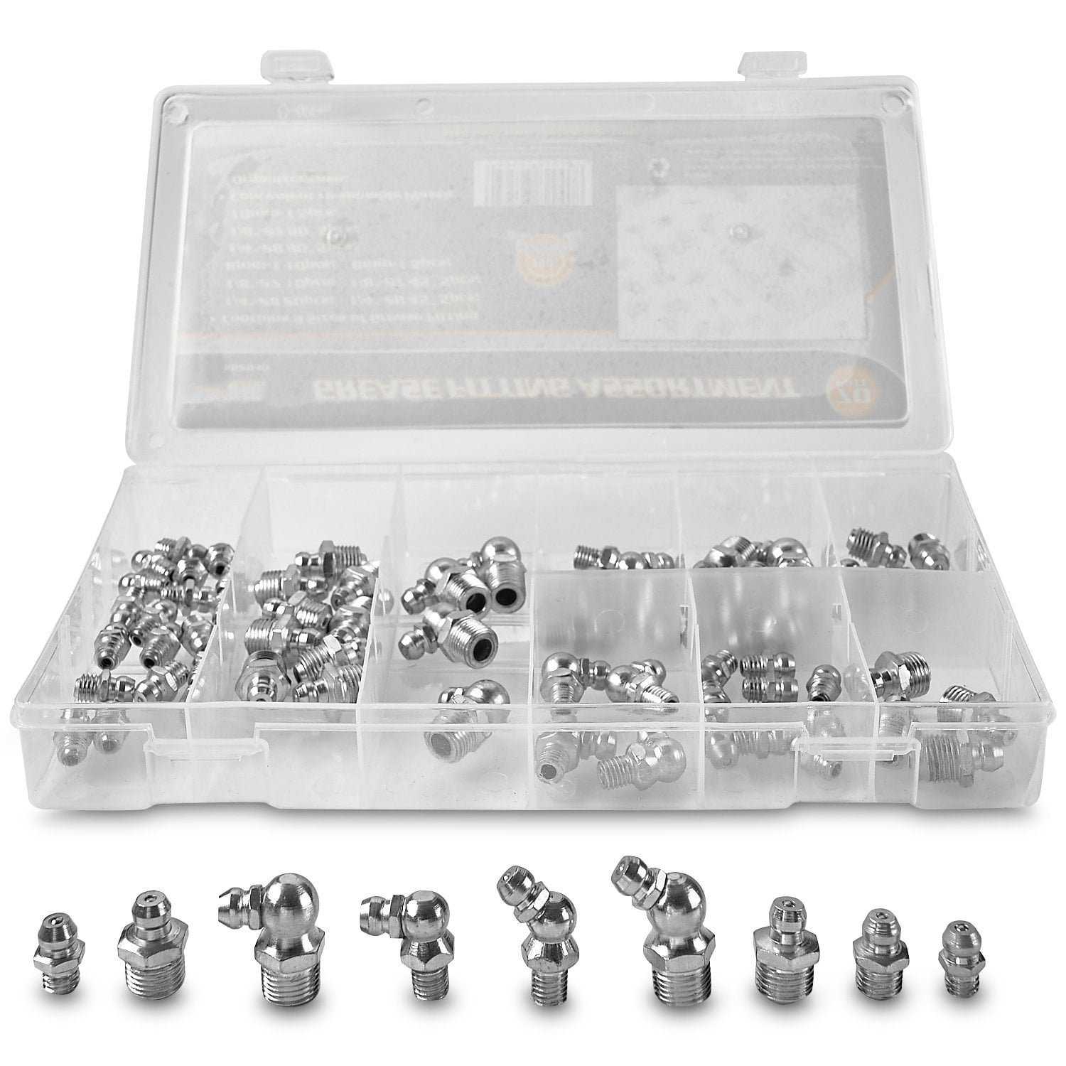 Grease Fittings 70 Piece Hydraulic Grease Fitting Assortment, Steel