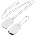 thumbnail image 3 of Collar de acero inoxidable para hombre, doble cara, placa de identificación en blanco, cadena, 3 of 3