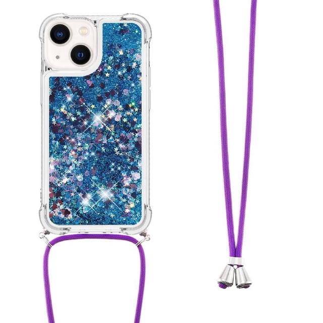 Funda FOXDOCK para iPhone 15 con Cuerda Ajustable, Brillo Líquido, Protección Antigolpes y Lente – Ideal para Regalo