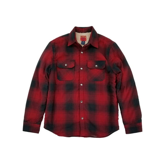 Mens Red Plaid Sherpa Lined Shirt Jacket Coat Small