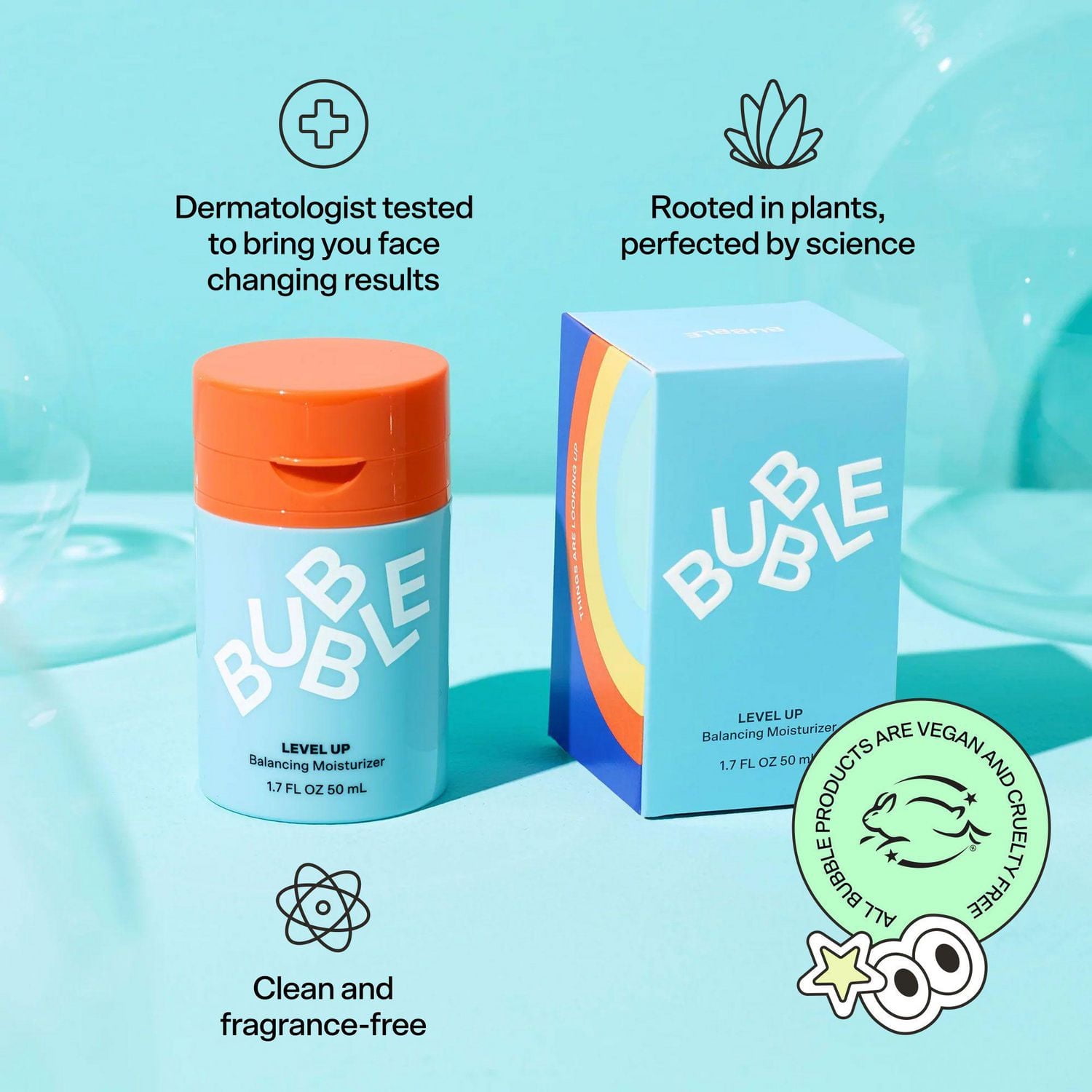 Bubble Skincare Level Up Hydratant équilibrant, peaux normales, grasses et mixtes, 1,7 fl oz Hydratant équilibrant Bubble Level Up