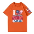 thumbnail image 4 of Dweltoz Women's July 4th T Shirts Usa Printed Casual Tops Short Sleeve Plus Size T Shirt Summer 250 Year Anniversary Usa Solid Color Crew Neck Tee,Orange XL, 4 of 4