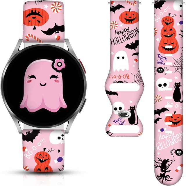 Correas de reloj navideñas y de Halloween compatibles con Samsung Galaxy Watch de 40 mm, 41 mm, 42 mm, 44 mm, 45 mm, 46 mm, 20 mm, correa de silicona de repuesto para Galaxy Watch 6 / Watch 5 / Watch