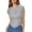 Gray, variant on Women Short Sleeve Zipper Down Pointelle Crop Tshirt Lettuce Scoop Neck Tee Slim Fit Summer Tops White M