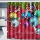 thumbnail image 4 of Christmas Bathroom Curtain Floor Mat Set Bathroom Colorful Christmas Ball Digital Printing Bathroom Water Proofing Curtain Toilet Floor Mat Set With Hooks, 4 of 7