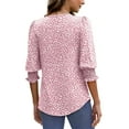 thumbnail image 5 of UVN Summer Blouses for Women 3/4 Sleeve Shirts Ladies Casual Crew Neck Womens Tunic Tops, 5 of 11