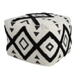thumbnail image 6 of LR Home Small Over-tufted Diamond Indoor Square Pouf, Black/White, 18" x 18" x 14", 6 of 10