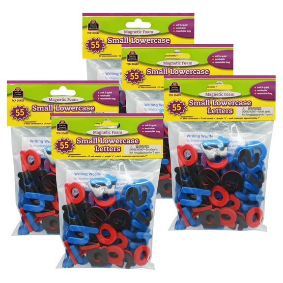 Teacher Created Resources Magnetic Foam: Small Lowercase Letters, 55 Per Pack, 5 Packs