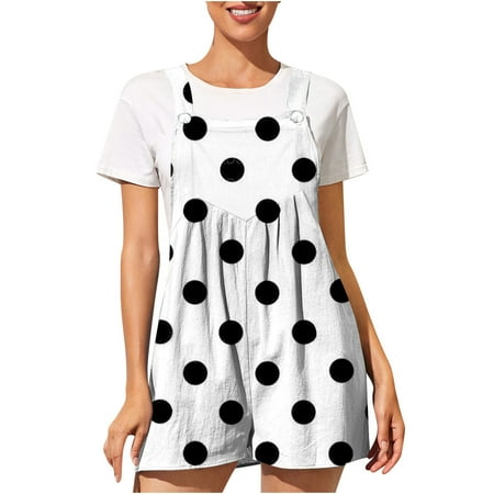 

Summer Savings Clearance! Edvintorg Dot Printing Rompers For Women Summer Womens Fashion Casual Sleeveless Suspender Rompers Overalls Jumpsuit Shorts