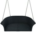 thumbnail image 5 of 2-Seat Hanging Swing Chair Set, Indoor Outdoor Rattan Woven Swing Chair with Adjustable Ropes and Padded Cushion Seat, Porch Swing for Patio,Backyard,Garden, Black+White, 5 of 7