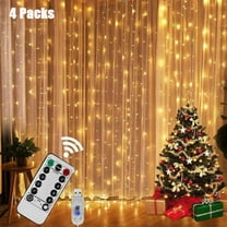 4 Packs 9.9 x 9.9ft Window Curtain String Lights, 8 Modes Fairy Lights USB Remote Control Lights for Christmas Bedroom Party Wedding Home Garden Wall Decorations