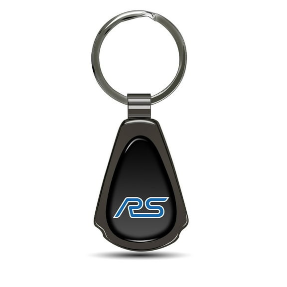 Ford Focus RS Black Dome Dark Gunmetal Metal Teardrop Key Chain