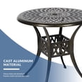 thumbnail image 4 of SOCIALCOMFY 31 Inch Outdoor Dining Table Round Patio Bistro Table Bronze Cast Aluminum Rustic Large Table with Umbrella Hole, 4 of 7