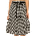 thumbnail image 5 of Women's Elegant Solid A-Line Midi Skirt with High Waist and Satin Tie Belt, 5 of 6