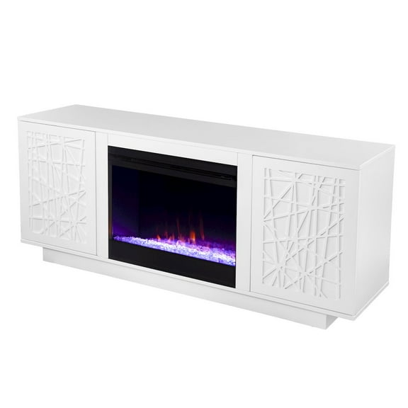 SEI Furniture Delgrave Wood Color Changing Fireplace in White