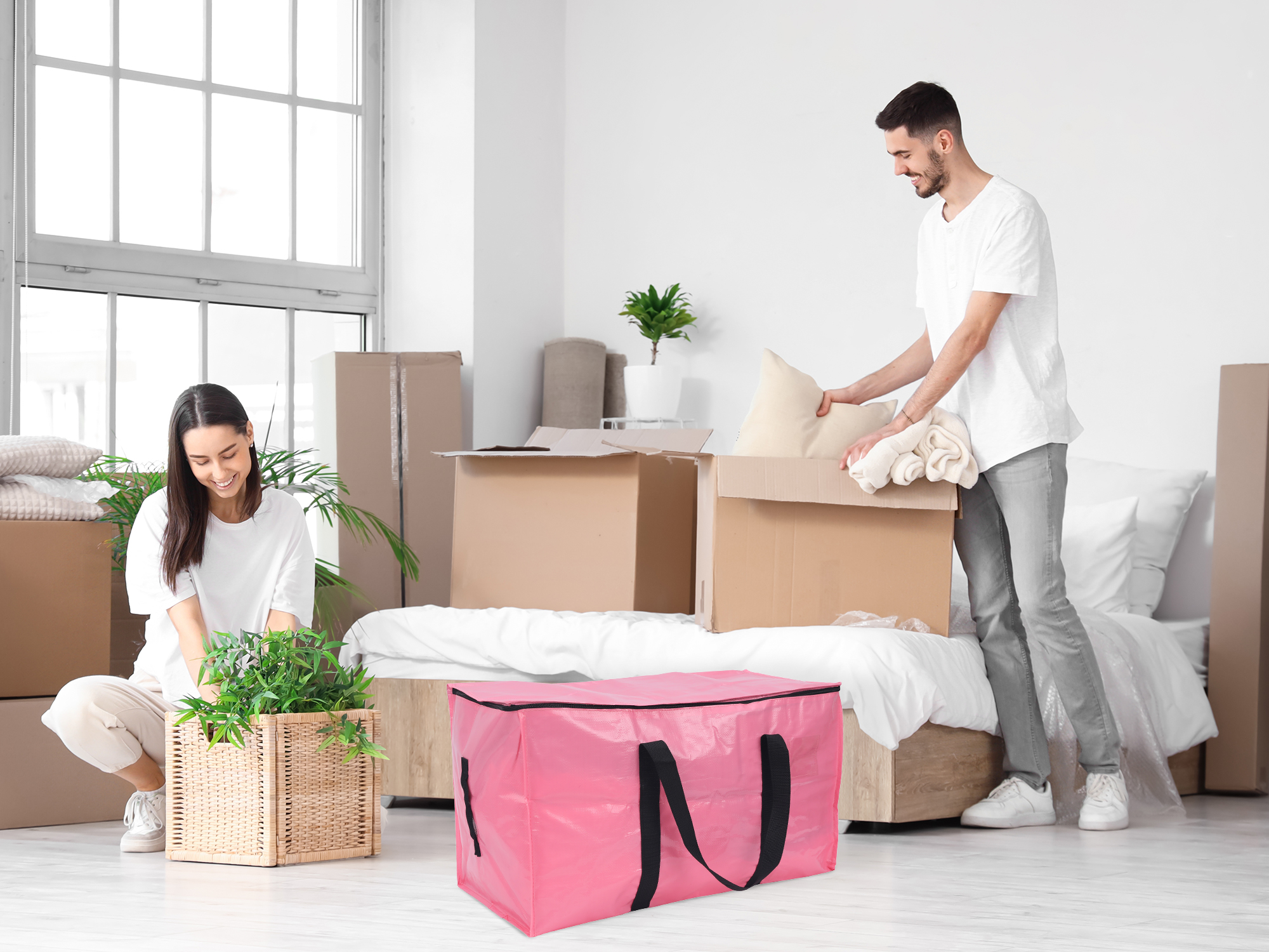 Unique Bargains 1 Pack Clothes Storage Bags Moving Bags Pink 27*14*15in