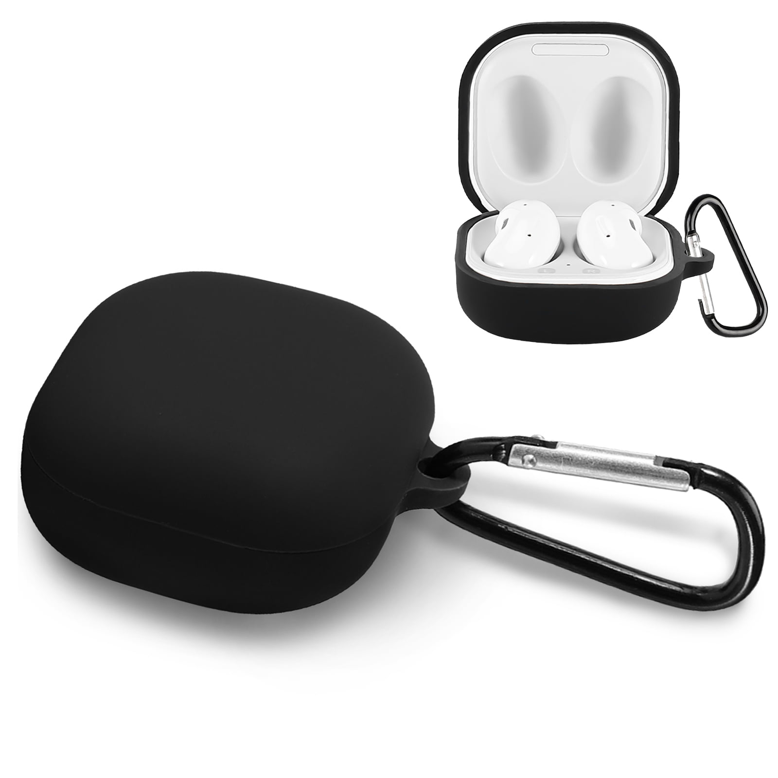 Silicone Case for Samsung Galaxy Buds Live 2020, Soft Case Cover Skin Protector with Carabiner