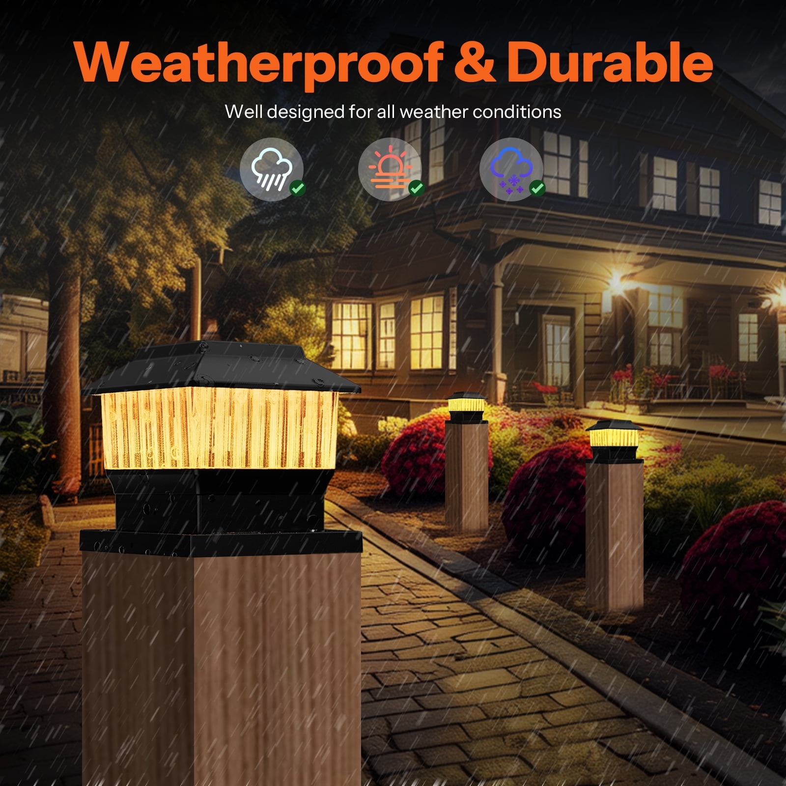 Involux LED Solar Powered Post Light Outdoor, Single Modern Deck Fence Cap Light for 4x4 6x6 Posts Waterproof 50 Lumen 3 Modes 1 Pack Black Mailbox Address Sign Post Light IL0111-08