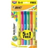 BIC Brite Liner Highlighters, Assorted Colors, 5 + 1 Pack