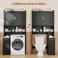 thumbnail image 3 of Over The Toilet Storage Cabinet with Pulley, Bathroom Storage Cabinet, with Adjustable Shelf and Open Shelf for Bathroom, Restroom, Laundry, Black, 3 of 8