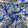 thumbnail image 2 of Metallic Floral Brocade Fabric 60" By Yard in Red Gold White Purple Blue Green (Royal Blue / Gold), 2 of 5