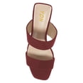 thumbnail image 4 of YDN Women Slip on Double Strap Platform Mules Open Square Toe High Block Heels Casual Dress Work Slide Sandals Size 13 Dark Red, 4 of 5