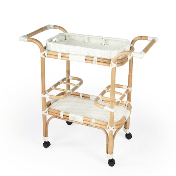 Butler Specialty Company Selena White Rattan Bar Cart