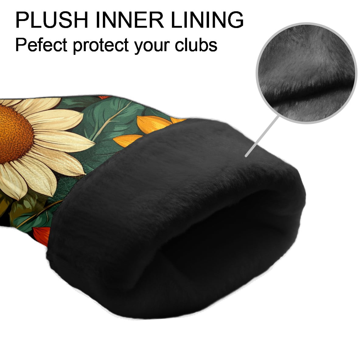 Golf Club Covers PU Leather Waterproof Head Covers for Fairway Woods Hybrids Sunflower Unisex Fits Most Brands