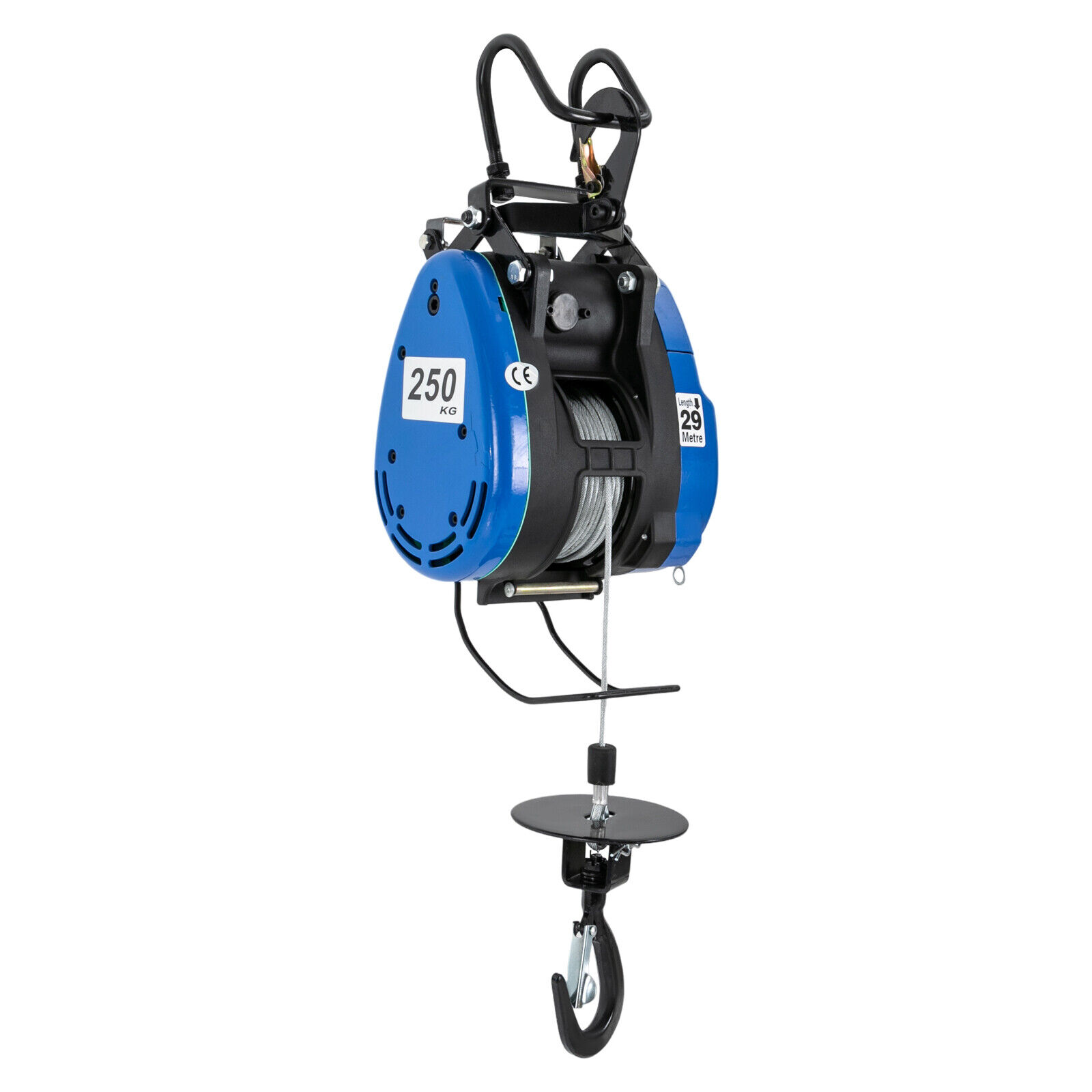 Portable Electric Hoist Lift, 551lb Electric Hoist with Wireless Remote Control & Control Handle, Lifting Speed 62.34ft/min Al-Alloy Cased Hoist Crane Winch, Electric Winch (Blue - 110V )