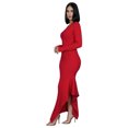 thumbnail image 3 of Womens New Fashion V Neck Ribbed Sweater Dress Long Sleeve Bodycon Knit Midi Dresses, 3 of 9