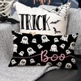thumbnail image 2 of Halloween Pillow Covers 12x20 inch Black White Ghost Boo Decor Black Halloween Lumbar Pillow Covers Decorative for Halloween Home Decor for Sofa 029, 2 of 6