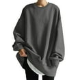 thumbnail image 2 of Tunic Tops Plus Size Long Winter Fall Oversized Crew Neck Sleeve Cap Off the Shoulder with Pocket Plain Leisure Cotton Sweatshirts Pullover(Grey,S), 2 of 5
