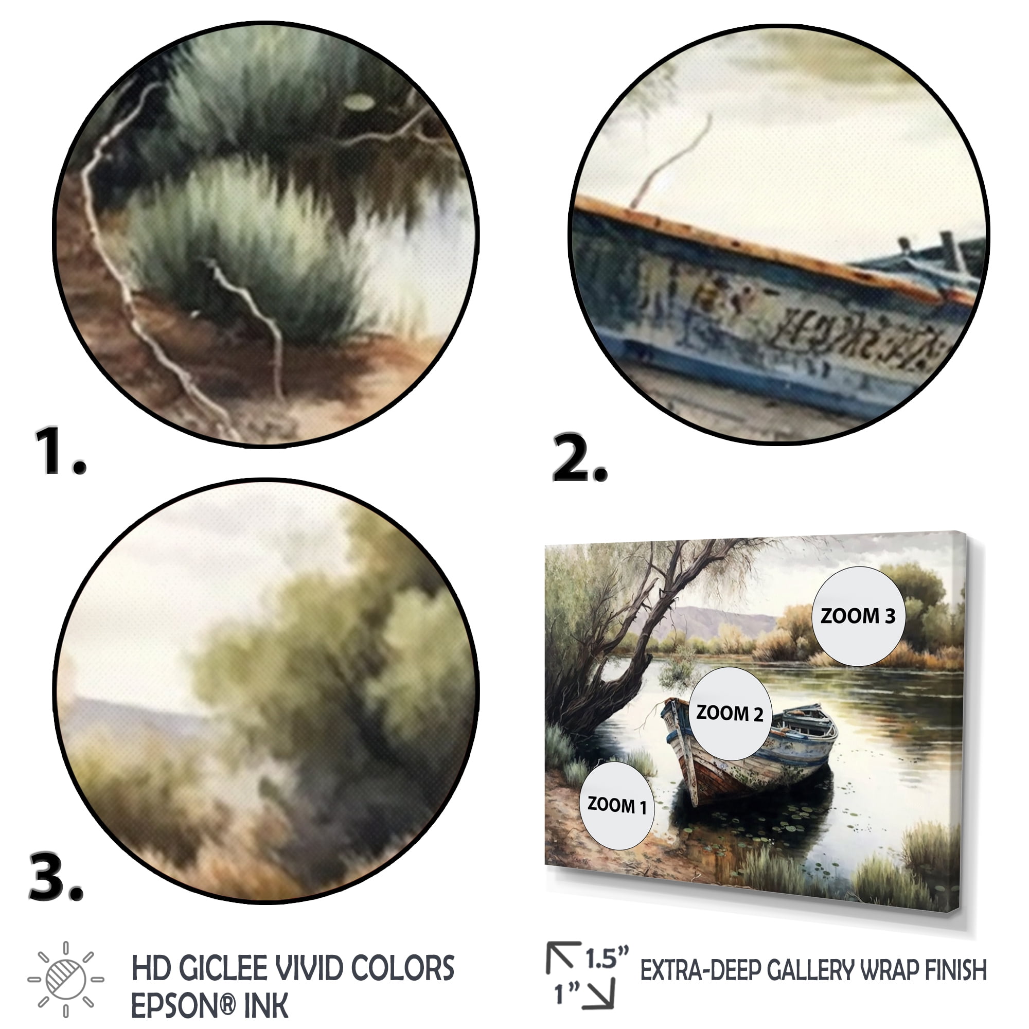 Designart Fishing Boat In The River Canvas Wall Art