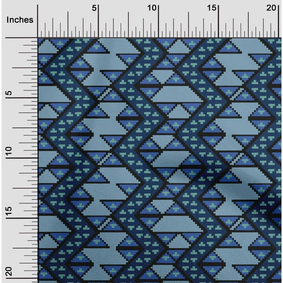 oneOone Cotton Silk Fabric Chevron Flame Stitch_Printed Craft Fabric BTY 42 Inch Wide