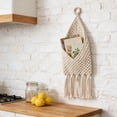 thumbnail image 5 of Yooshoverk Macrame Mail Organizer Wall Mounted Handmade Woven Basket For Home & Office Decor White-C 22.04 X 7.87In, 5 of 6