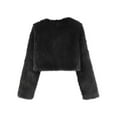 thumbnail image 6 of LiiYii Womens Cropped Faux Fur Jacket Open Front Furry Short Coat Long Sleeve Winter Cardigan Black S, 6 of 7