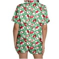 thumbnail image 5 of Womens Pajama Sets 2 Piece Christmas Short Sleeve Sleepwear Graphic Printed Cute Buttons Tops Shorts Silk Satin Pajama Set, 5 of 7