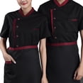 thumbnail image 4 of Minnieouse Chef de manga corta para hombres, suministros de comida, uniforme de catering, conjunto de verano, panadería, ropa de trabajo Unisex, Camisetas Negro 2XL Minnieouse AP011130-04, 4 of 6