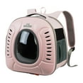 thumbnail image 4 of Mochila para gatos, cápsula espacial, plegable, con correa ajustable, bolsa de transporte para mascotas, mochila para acampar, viajar al aire libre rosa, 4 of 9