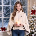 thumbnail image 2 of Wearable Heated Blanket, Electric Heating Shawl Wrap with Zipper, Soft Warm Heating Cape for Home, Office and Travel Use, 2 of 6