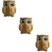 Set of 3 Owl Sculpture Creative Desk Decor Office Fake Owls Gifts for Kids Cute Desktop Sandalwood