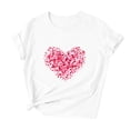 thumbnail image 2 of YLHFASHION T-Shirts de la Saint-Valentin pour Femmes 2025 Col Rond Manches Courtes T-Shirts Mode Imprimé Cœur Tee Tops Liquidation T-shirt Manches Courtes pour Femmes, 2 of 5